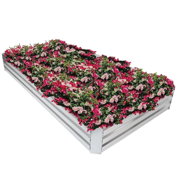 Sunnydaze 47 in. x 95 in. x 12 in. Galvanized Steel Rectangle Raised Garden Bed Silver