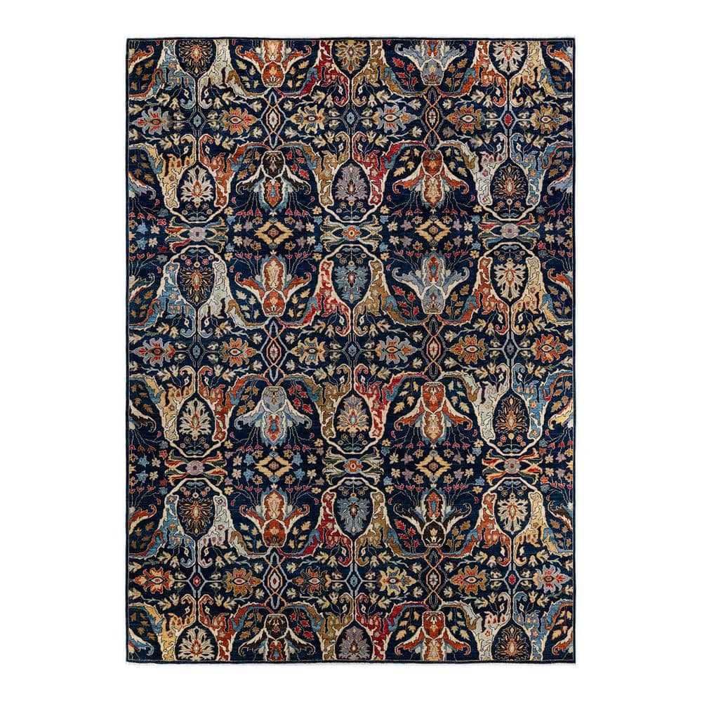 Traditional Blue Rugs Solo Rugs Serapi One-of-a-Kind Traditional Blue 10 ft. x 14 ft. Hand ...