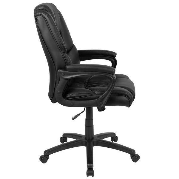 Flash Furniture Basics High Back LeatherSoft-Padded Task Office Chair with Arms, Black