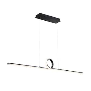 Loophole 52 in. 380-Watt Equivalent Integrated LED Black Pendant with Composite Shade