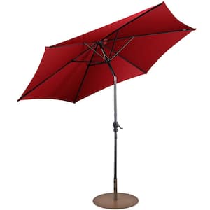 10 ft. Patio Umbrella Outdoor in Wine with 59 lbs. Heavy-Duty Round Umbrella Stand