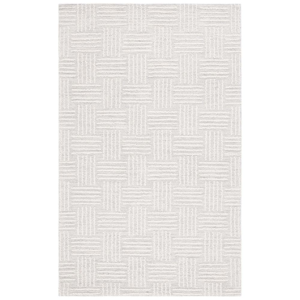 Ebony 4 ft. x 6 ft. Light Gray/Ivory Checkered Striped Area Rug price history on PriceWatchPro