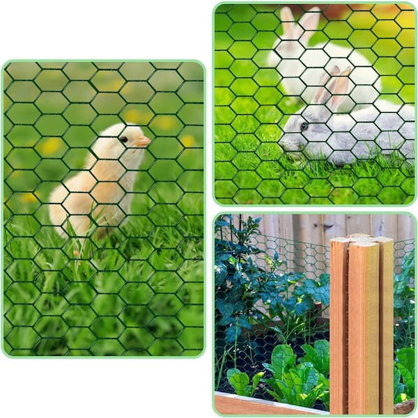 Unbranded 3.6 ft. x 157.48 ft. Galvanized Hexagonal Floral Green Welded Wire, Outdoor Anti-Rust Chicken Wire Poultry Netting