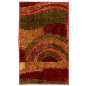 Piscasso Wine 3 ft. x 4 ft. Machine Washable Abstract Area Rug