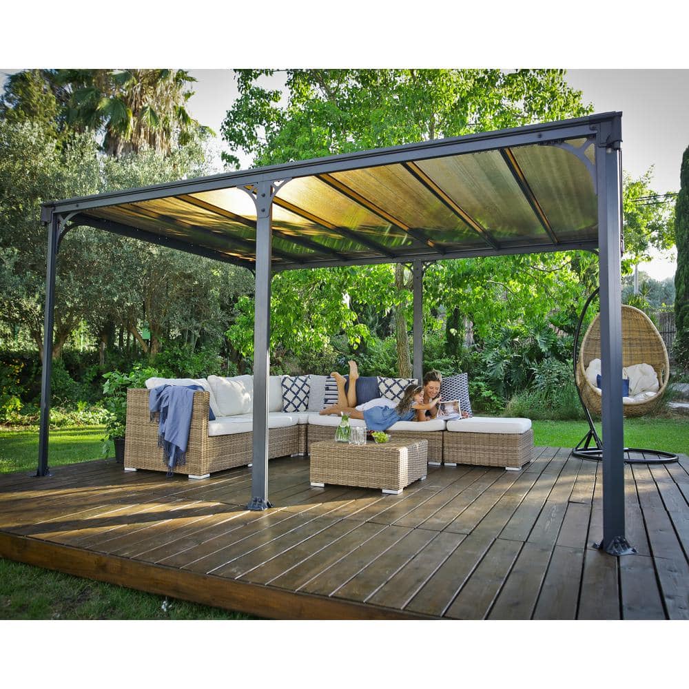 Milano 10' x 14' Gray and Bronze Aluminum Gazebo