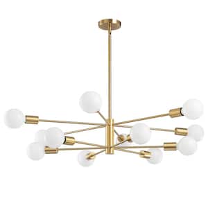 Modern Sputnik Chandelier 12-Light Gold Chandeliers Mid Century Ceiling Light Fixture with no bulbs included