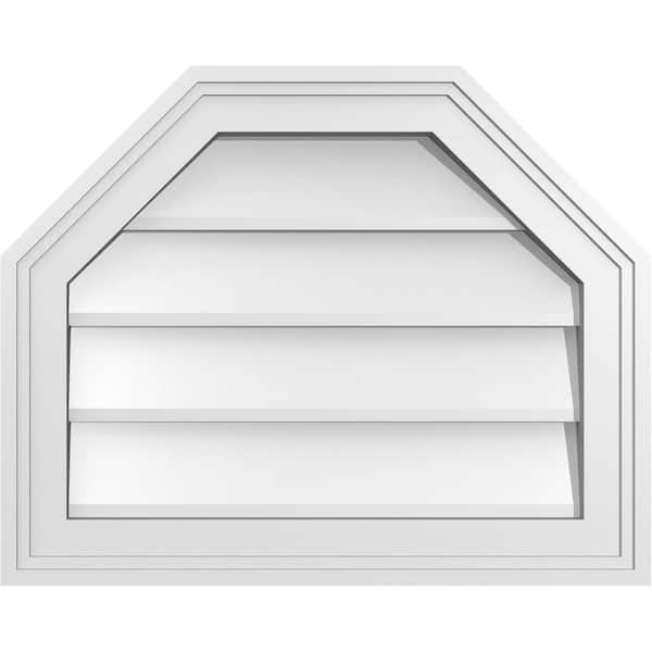 Ekena Millwork 20 in. x 16 in. Octagonal Top Surface Mount PVC Gable Vent: Decorative with Brickmould Frame