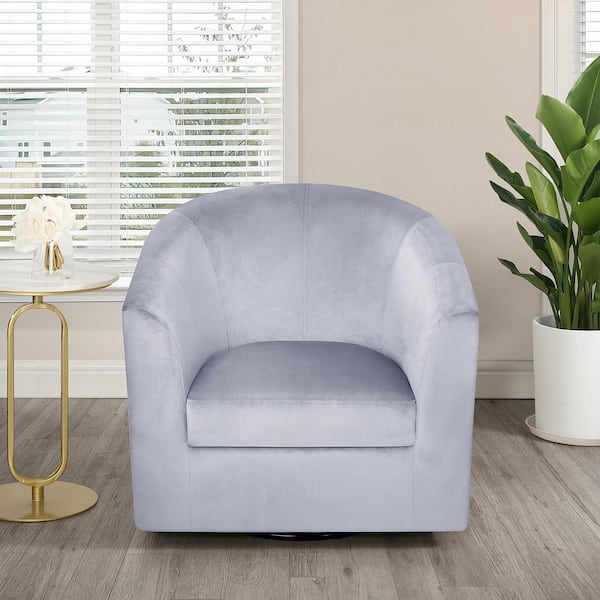 360° Swivel Barrel Chair, Modern Accent Chair with Armrest, Small Club Chair for Living Room-Gray, Microfiber