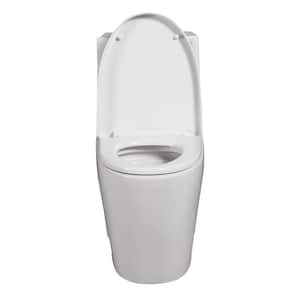 1-Piece 1.1/1.6 GPF Dual Flush Elongated Toilet in Glossy White Seat Included