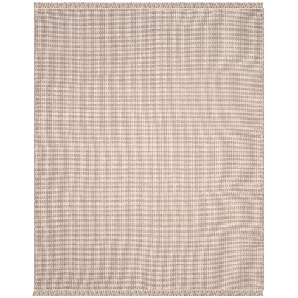 Ivory and Grey Flat Woven Cotton Area Rug, 9' x 12'