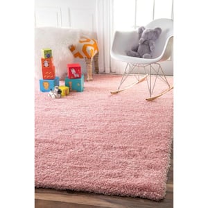 Gynel Solid Shag Baby Pink 4 ft. x 6 ft. Area Rug