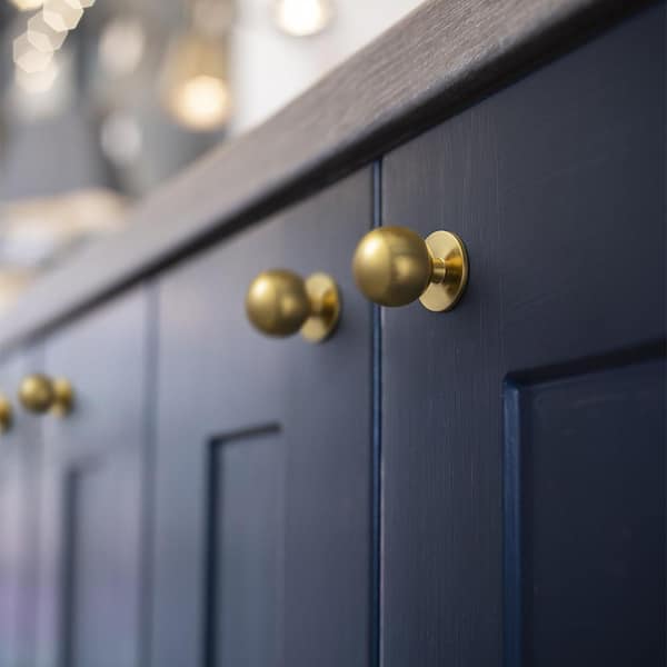 gold dresser knobs 12 pack Goo-Ki 12-Pack 1-9/64 in. (29mm) Sleek Round Brushed Zinc Alloy Ball Cabinet blackout