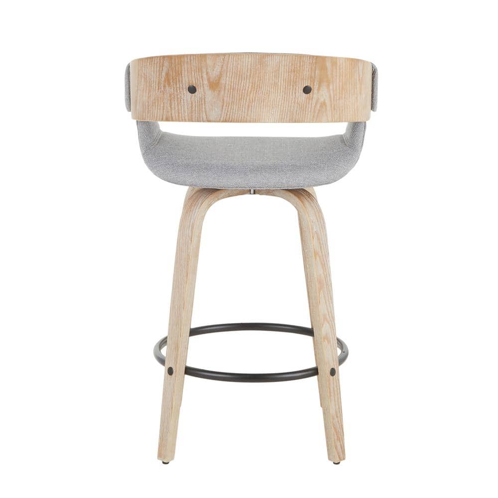 Elisa 18.75'' Gray and Gold Mid Century Modern Swivel Counter Stool