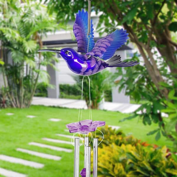 WindyWing Purple and Blue Hummingbird Wind Chimes