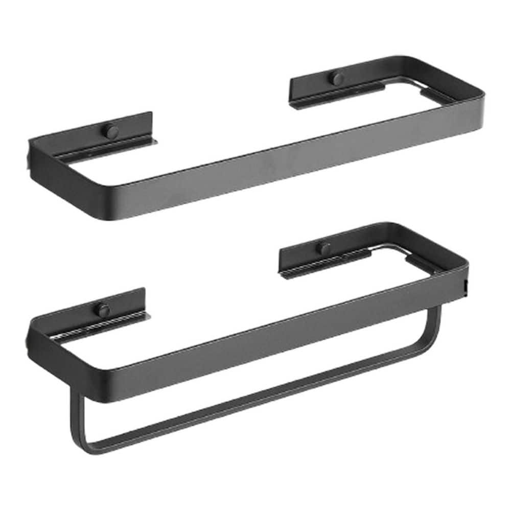 15.7 in. W x 4.68 in. D 2 Tier Black Bathroom Shelf Decorative Wall Shelf