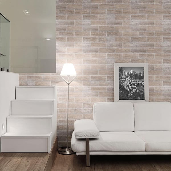 Travertine Inkjet Beige/Cream 4 in. x 12 in. Matte Ceramic Wall Tile (10.33 sq. ft. / Case)