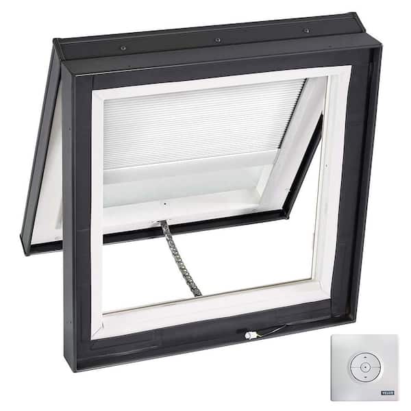 VELUX 22-1/2 in. x 22-1/2 in. Solar Powered Venting Curb-Mount Skylight w/ Laminated Low-E3 Glass, White Room Darkening Blind