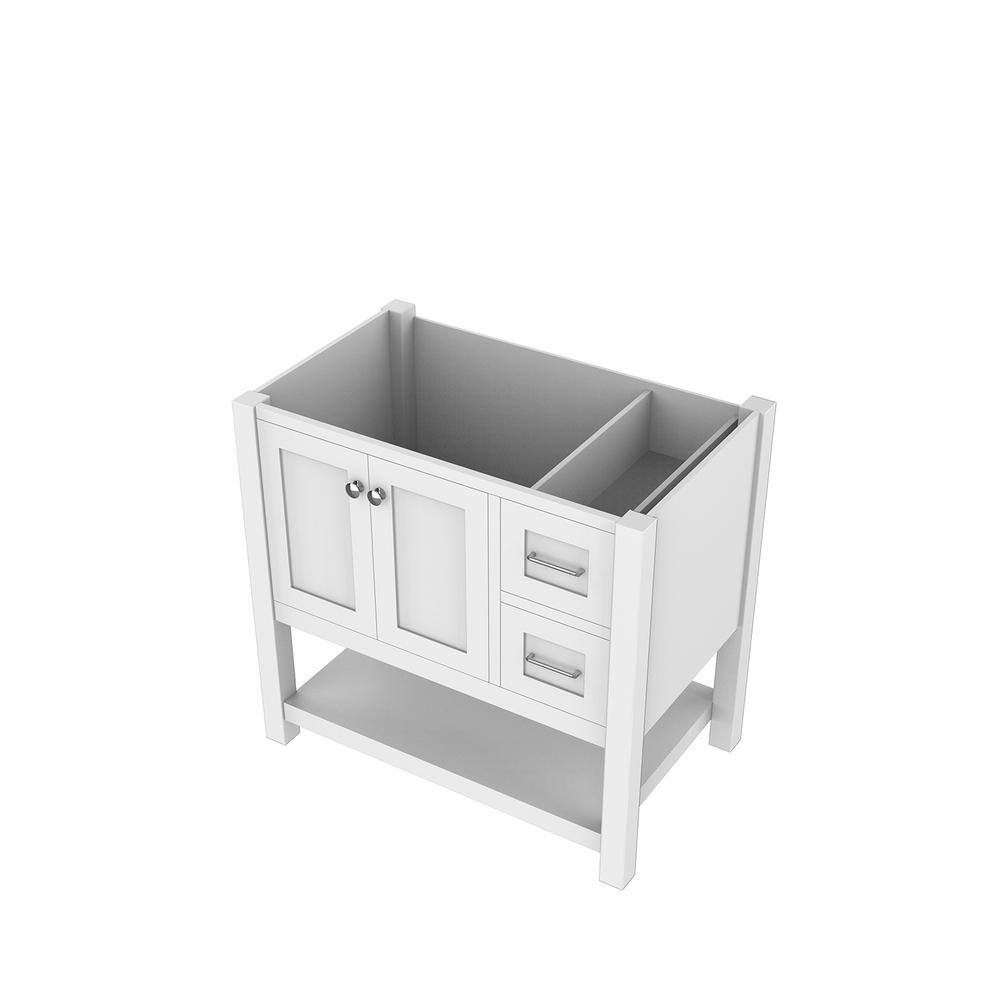 Wilmington 35" White Solid Wood Freestanding Vanity Base