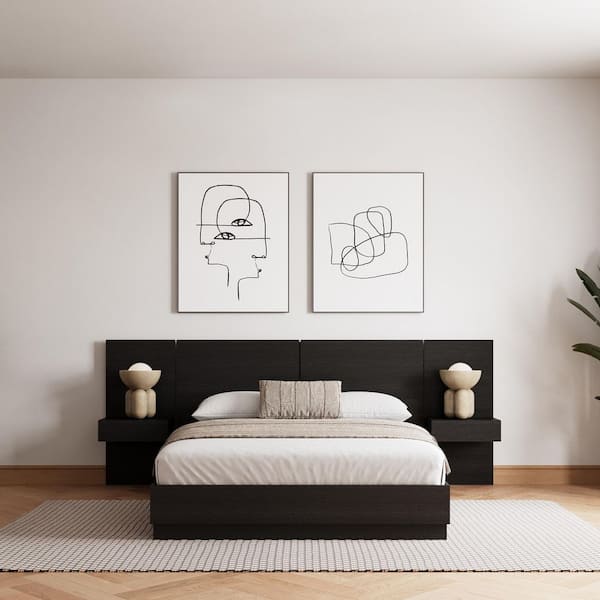 Milano 4-Piece Black Composite Queen Size Bedroom Set