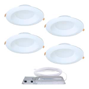 QuickLink 6 in. Selectable CCT 600Lm, Direct Mount Canless Integrated LED Kit Recessed Light white Trim, Dimmable (4-PK)