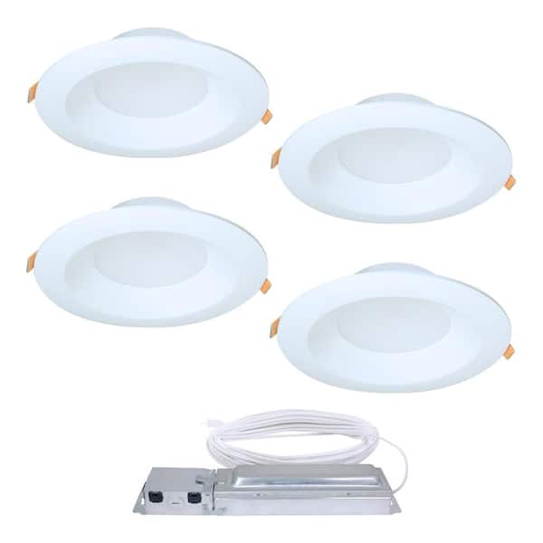 HALO QuickLink 6 in. Selectable CCT 600Lm, Direct Mount Canless Integrated LED Kit Recessed Light white Trim, Dimmable (4-PK)