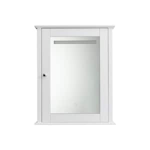 24 in. W x 6.3 in. D x 29.5 in. H Bathroom Storage Wall Cabinet with Mirror and 2-Adjustable Shelves, in White