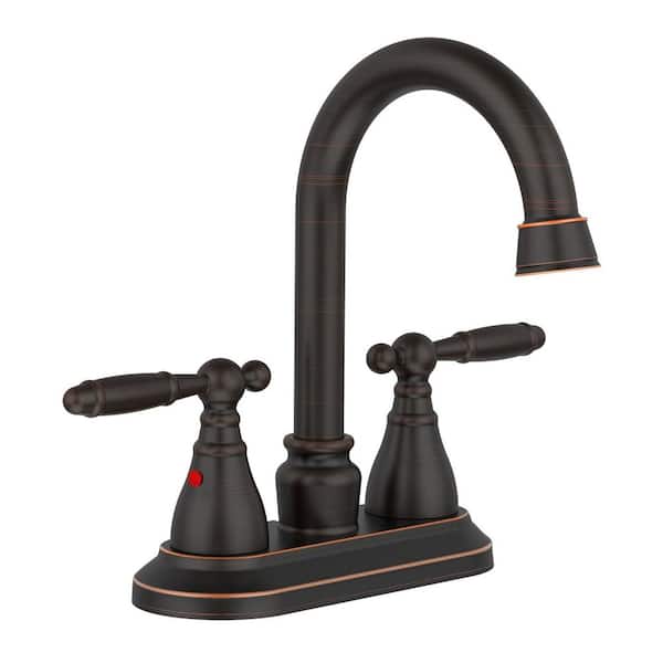 cadeninc 4 in. Centerset 2-Handle 3 Hole 360° High Arc Swivel Spout Bathroom Sink Faucet, Oil Rubbed Bronze
