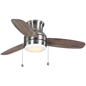 Ashby Park 44 in. White Color Changing Integrated LED Brushed Nickel Ceiling Fan with Light Kit and 3 Reversible Blades
