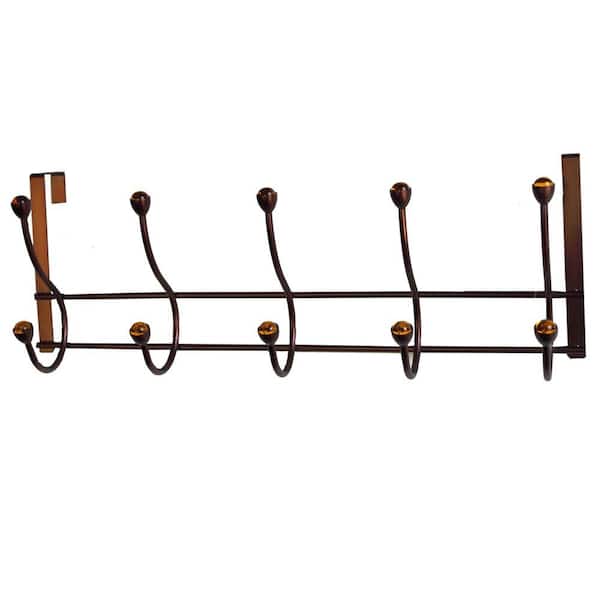 Elegant Home Fashions OTD - 5 Over The Door Hooks in Rubbed Bronze with Amber Jewel