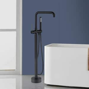 Single-Handle Freestanding Bathtub Faucet with Hand Shower in Matte Black