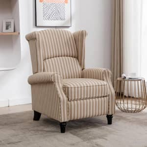 30.7 in. W Yellow Stripe Polyester Push Back Recliner with Wing Back