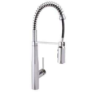 Neo Single-Handle Spring Pull-Down Sprayer Kitchen Faucet in Polished Chrome