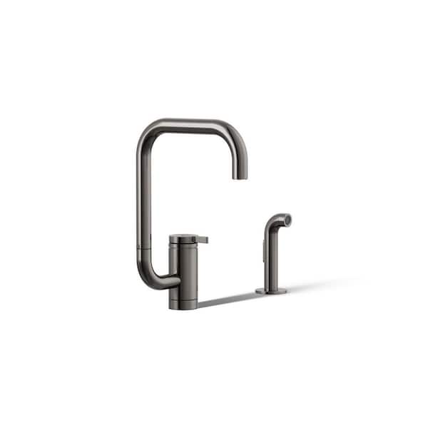 Components 1 Handle Deck Mount Standard Kitchen Faucet in Vibrant Titanium