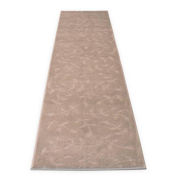 RugStylesOnline Euro Flowers Sandy Gray 25 in. W x 288 in. L Stair Runner 50 sq. ft.