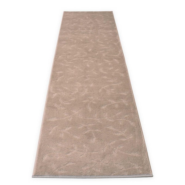 RugStylesOnline Euro Flowers Sandy Gray 25 in. W x 96 in. L Stair Runner 16.67 sq. ft.