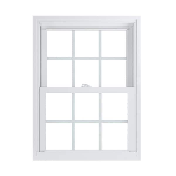 American Craftsman 27.75 in. x 37.25 in. 70 Pro Series Low-E Argon Glass Double Hung White Vinyl Replacement Window with Grids, Screen Incl