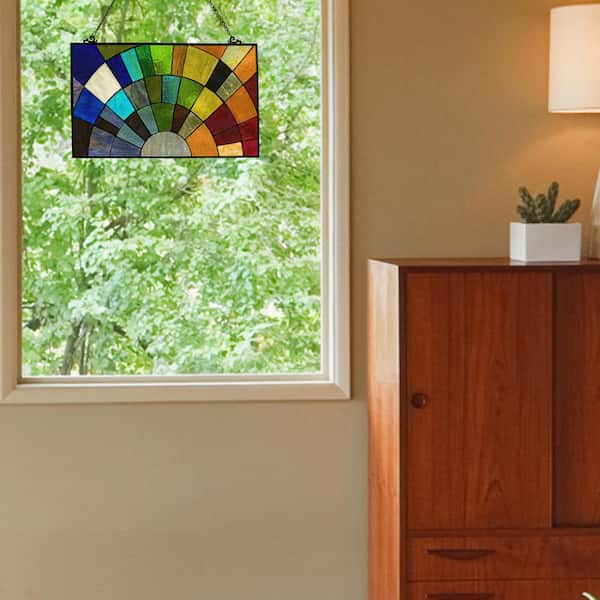 River of Goods Multi-Colored Earth Elements Stained Glass Window Panel