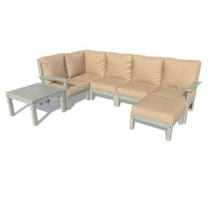 Bespoke Deep Seating 7-Piece Plastic Outdoor Sectional Set with Ottoman and Side Table and with Cushions