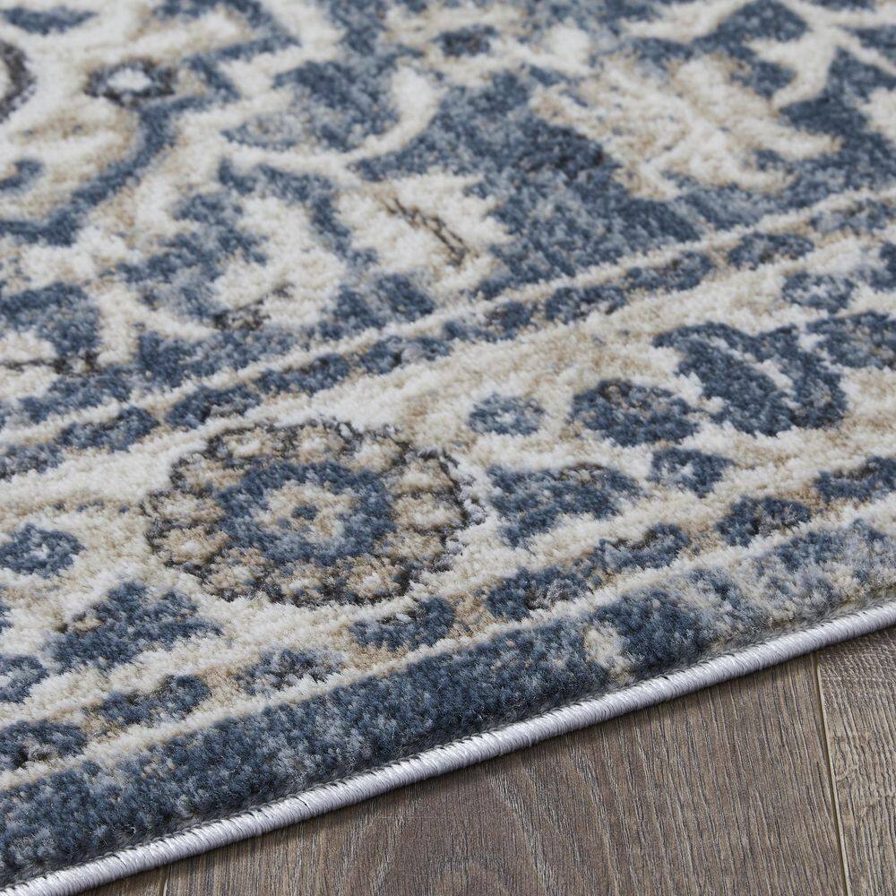 Elegant Blue Oriental-Inspired 8' x 10' Synthetic Area Rug