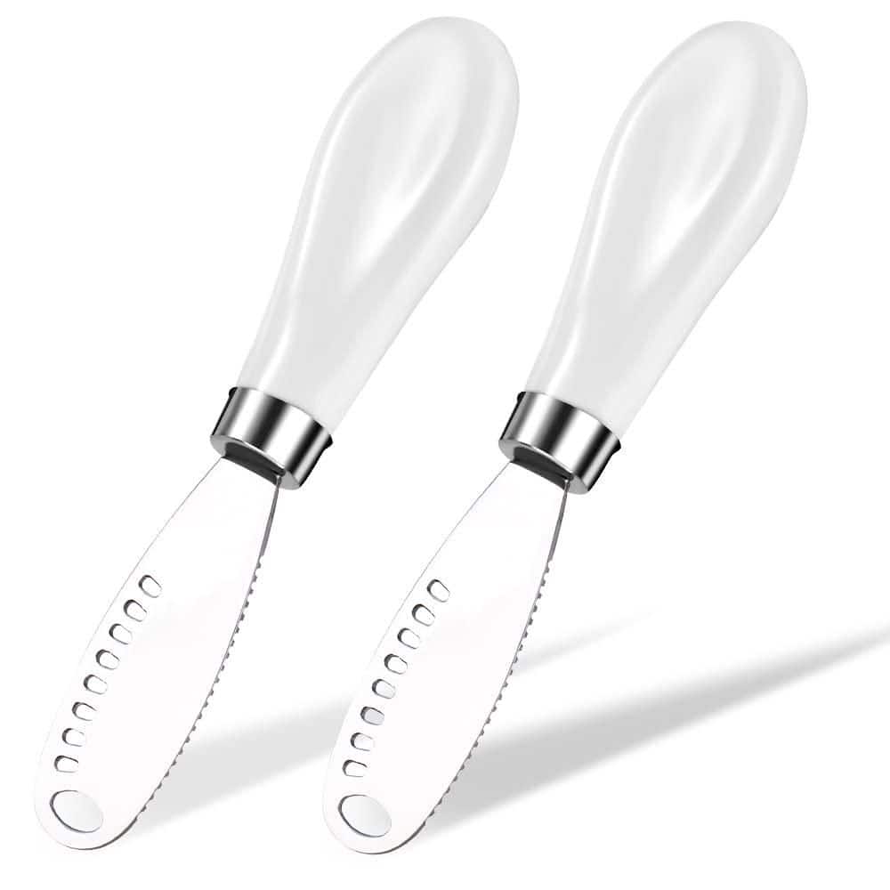 2 Pack Stainless Steel Butter Spreader Knife with Porcelain Handle and Slotted Blade for Smooth Butter Spreading price history on PriceWatchPro
