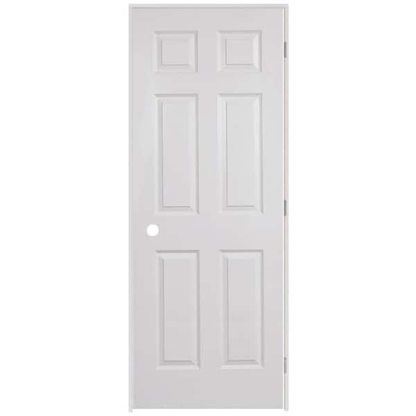 Steves & Sons 28 in. x 80 in. 6-Panel Textured Primed White Solid Evolution Core Single Prehung Interior Door