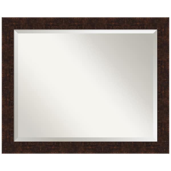 Amanti Art William Mottled Bronze Narrow 32 in. H x 26 in. W Framed Wall Mirror