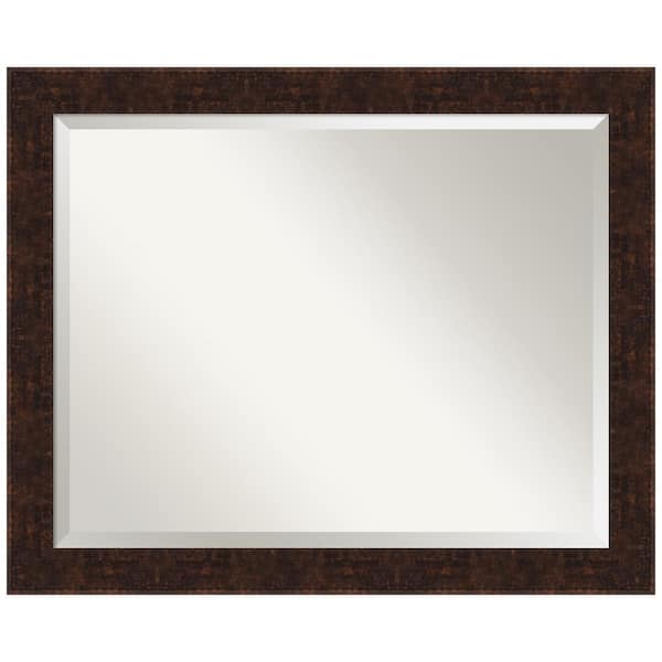 Amanti Art William 32 in. x 26 in. Rustic Rectangle Framed Mottled Bronze Bathroom Vanity Mirror