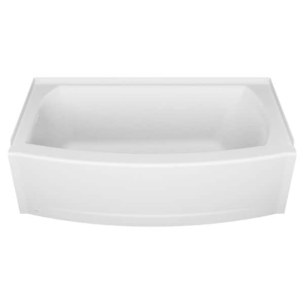 Ovation Curve 60 in. Left Hand Drain Rectangular Alcove Bathtub with Sliding Frameless Tub Door in Brushed Nickel