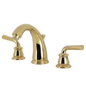 Restoration 8 in. Widespread Double Handle Bathroom Faucet in Polished Brass