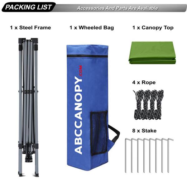 ABCCANOPY 8 ft. x 8 ft. Green Pop Up Canopy Tent Slant Leg