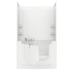 Rampart Wheelchair Accessible 5 ft. Walk-in Air Bathtub with 6 in. Tile Easy Up Adhesive Wall Surround in White
