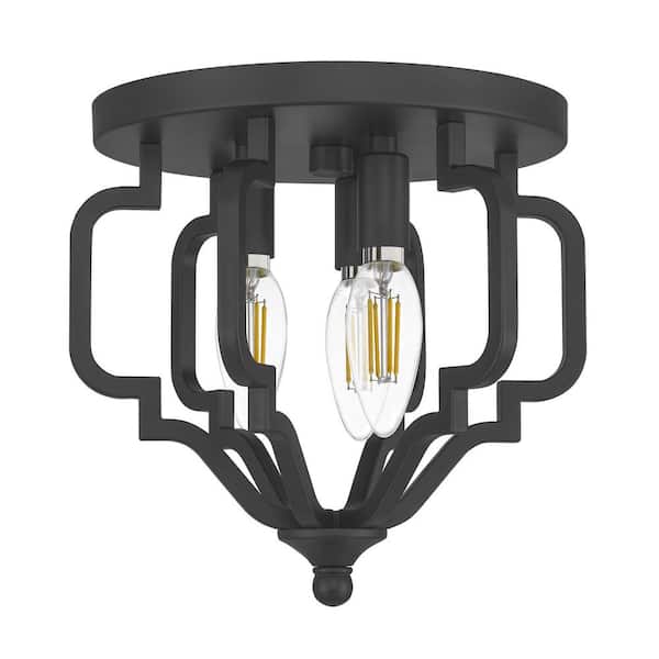 DSI LIGHTING 9.75 in. 3Light Matte Black Flush Mount DS19240 The
