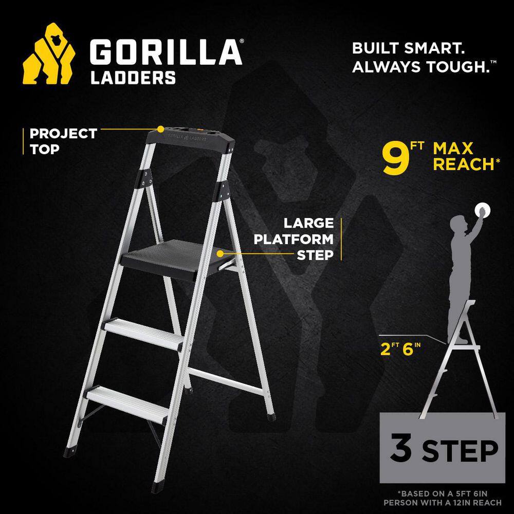 3-Step Aluminum Step Stool Ladder - rated 4.8404 stars from 3652 reviews