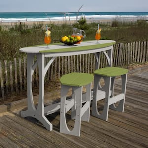 Shoreline Cove Gray/Palm Green 3-Piece Recycled Plastic Bar Height Balcony Set